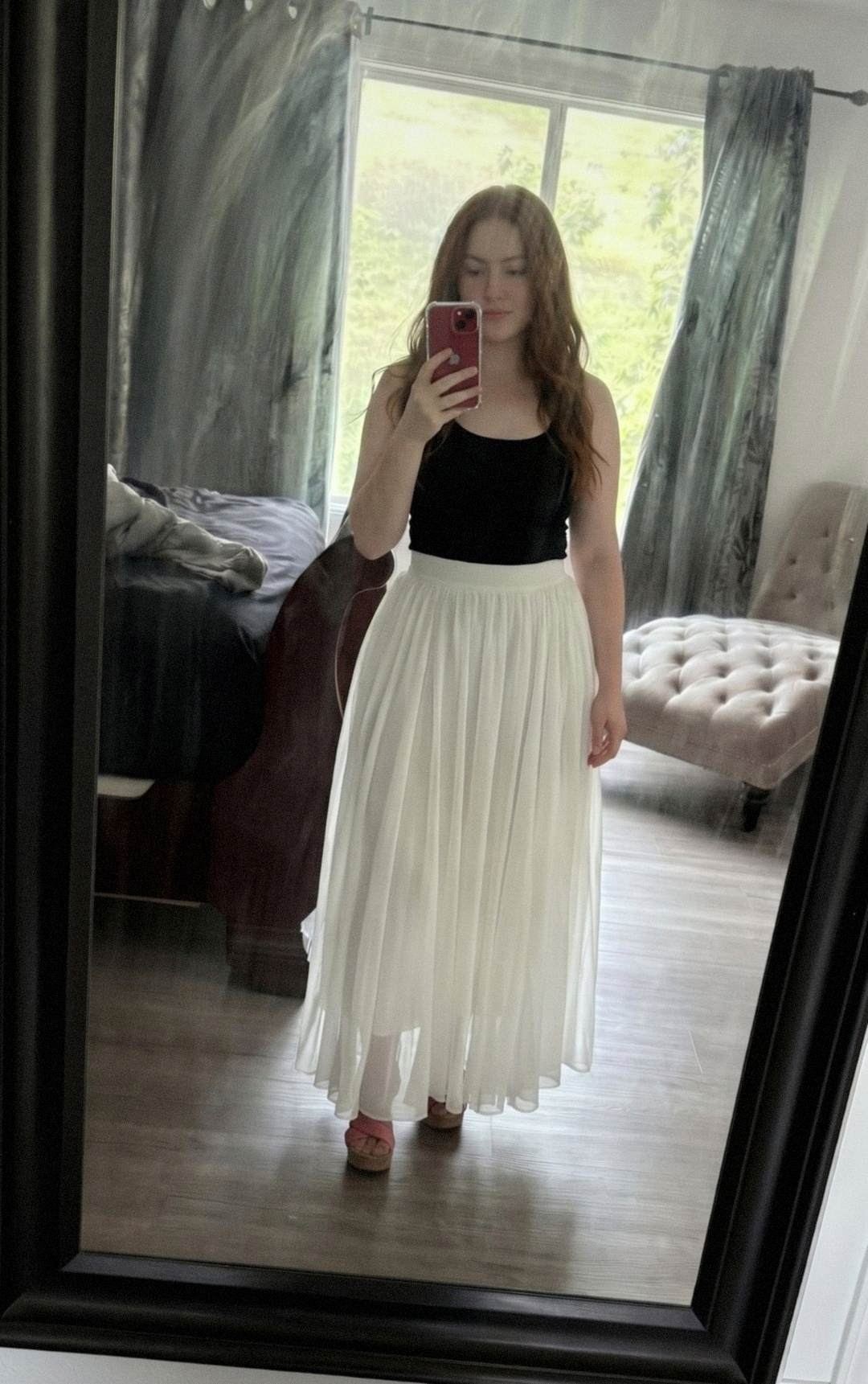 Pleated chiffon maxi skirt