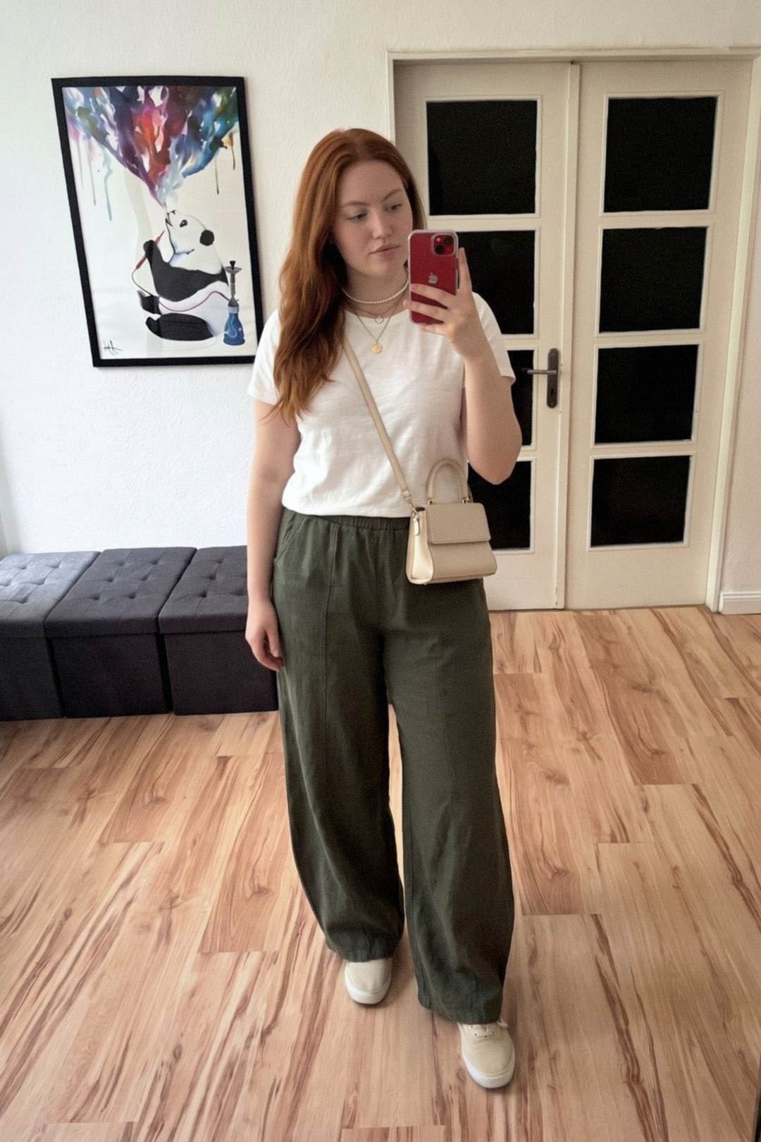 Natural linen wide trousers