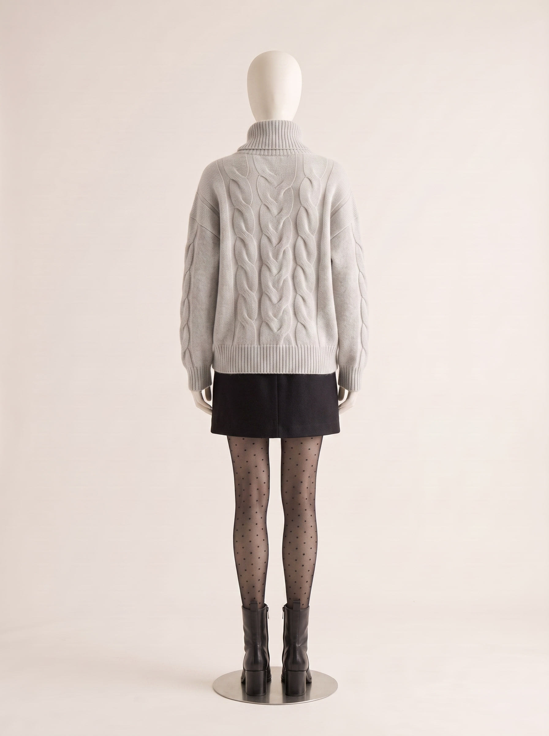 Almanac, back view of a custom lambswool sweater by Kroja