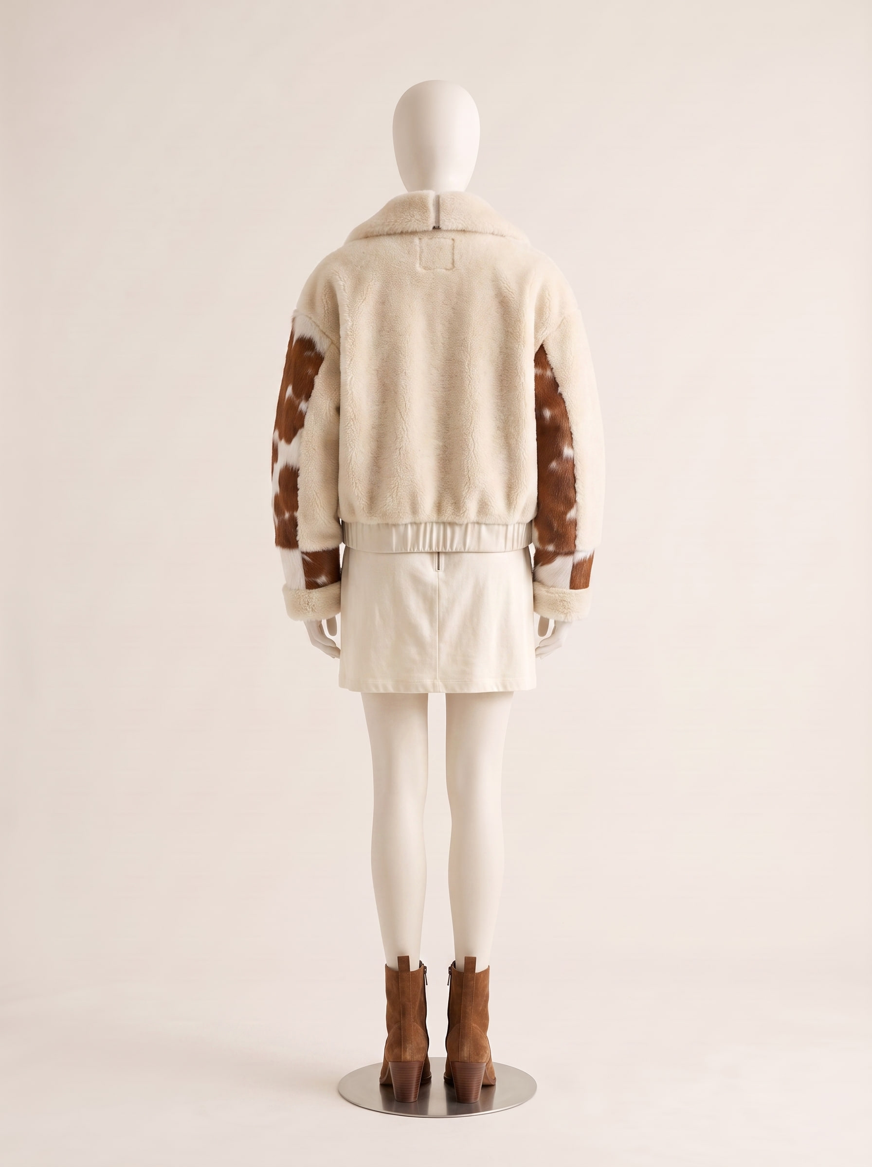 Quarry, back view of a custom shearling jacket by Kroja
